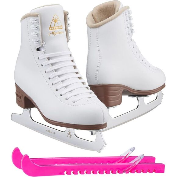 Jackson Ultima Mystique Womens Ice Skates w/ Guardog Skate Guards White Size 6